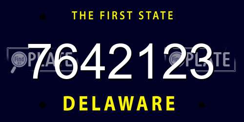 7642123 Delaware License Plate