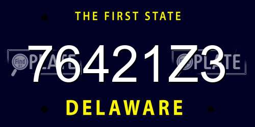 76421Z3 Delaware License Plate