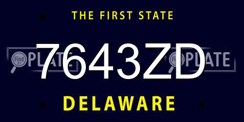7643ZD Delaware License Plate