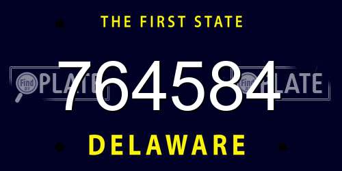 764584 Delaware License Plate