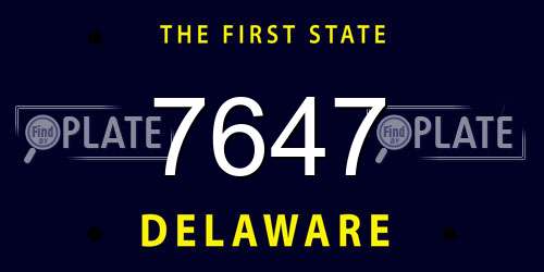 7647 Delaware License Plate
