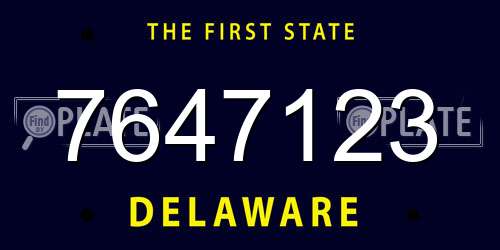 7647123 Delaware License Plate