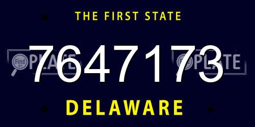 7647173 Delaware License Plate