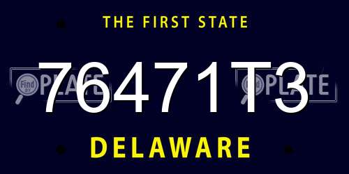 76471T3 Delaware License Plate