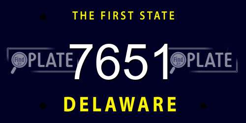 7651 Delaware License Plate