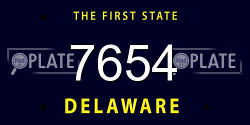7654 Delaware License Plate