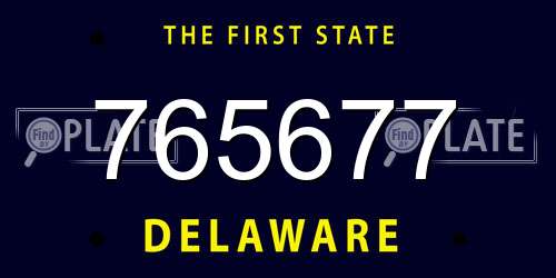 765677 Delaware License Plate