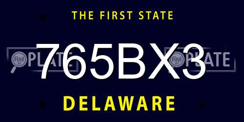 765BX3 Delaware License Plate