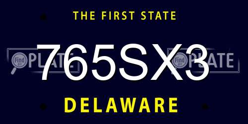 765SX3 Delaware License Plate