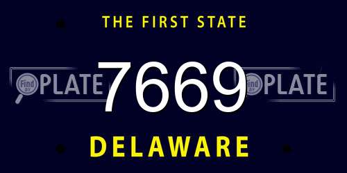 7669 Delaware License Plate