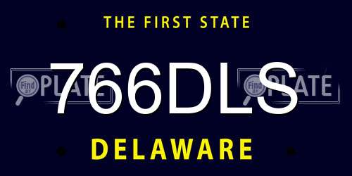 766DLS Delaware License Plate
