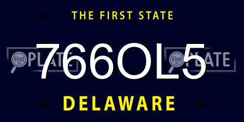 766OL5 Delaware License Plate