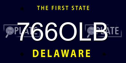 766OLB Delaware License Plate