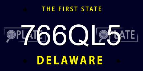 766QL5 Delaware License Plate