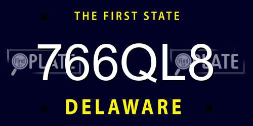 766QL8 Delaware License Plate