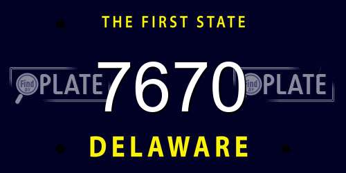 7670 Delaware License Plate