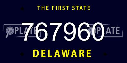 767960 Delaware License Plate