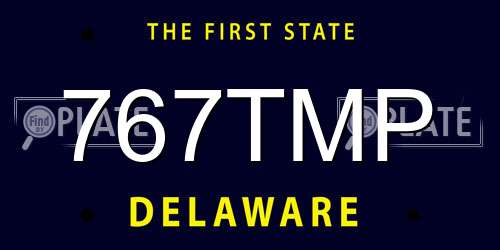 767TMP Delaware License Plate