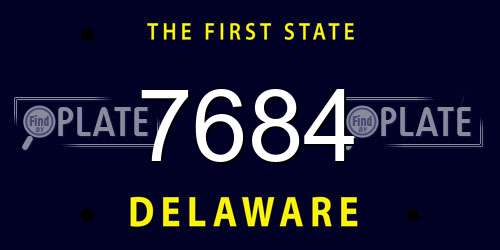 7684 Delaware License Plate