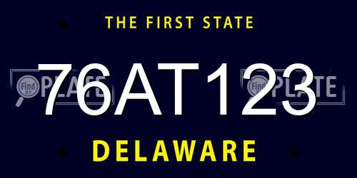 76AT123 Delaware License Plate