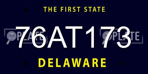 76AT173 Delaware License Plate