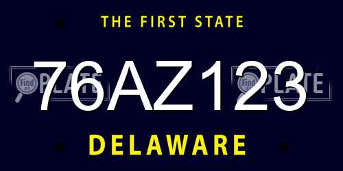 76AZ123 Delaware License Plate