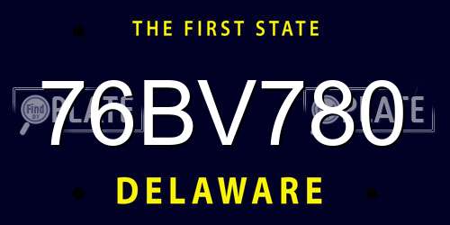 76BV780 Delaware License Plate