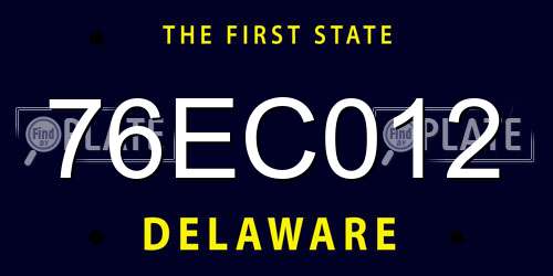 76EC012 Delaware License Plate