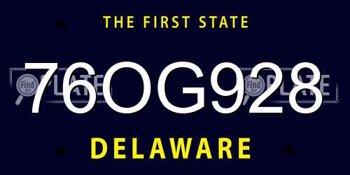 76OG928 Delaware License Plate