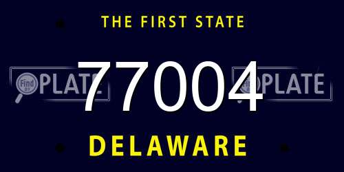 77004 Delaware License Plate
