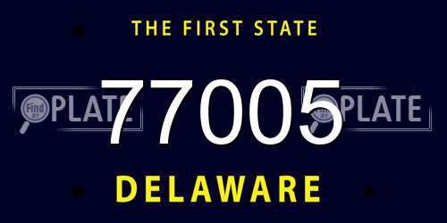77005 Delaware License Plate