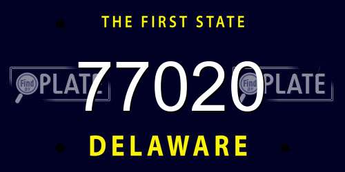 77020 Delaware License Plate
