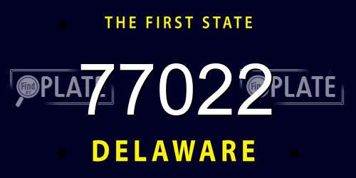 77022 Delaware License Plate