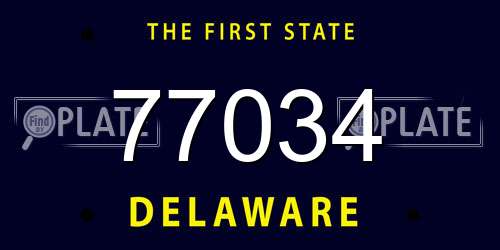 77034 Delaware License Plate