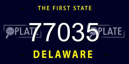 77035 Delaware License Plate