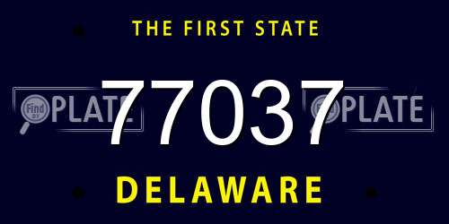 77037 Delaware License Plate