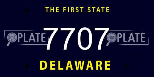 7707 Delaware License Plate