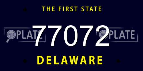 77072 Delaware License Plate