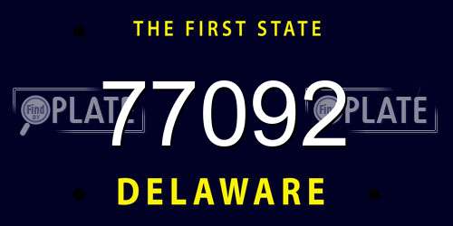 77092 Delaware License Plate