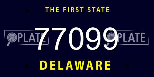 77099 Delaware License Plate