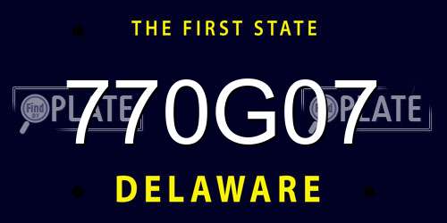 770G07 Delaware License Plate