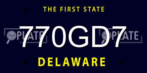 770GD7 Delaware License Plate