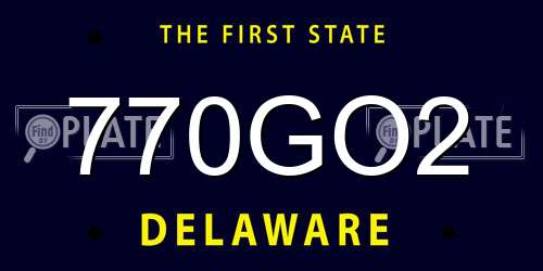 770GO2 Delaware License Plate