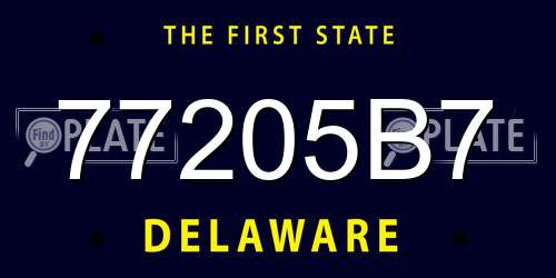 77205B7 Delaware License Plate