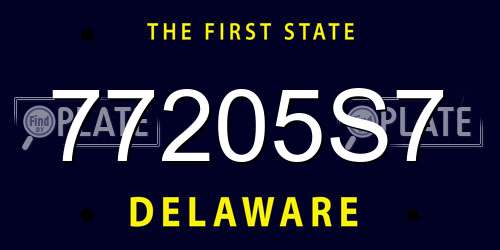 77205S7 Delaware License Plate
