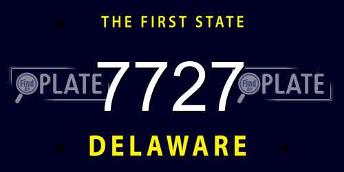 7727 Delaware License Plate