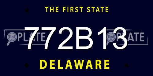 772B13 Delaware License Plate