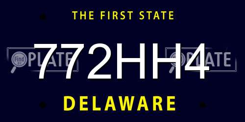 772HH4 Delaware License Plate