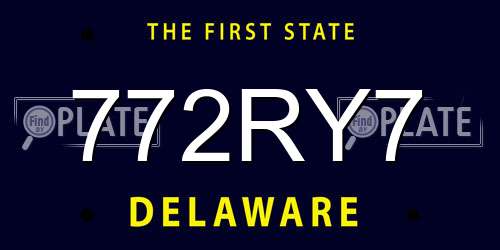 772RY7 Delaware License Plate