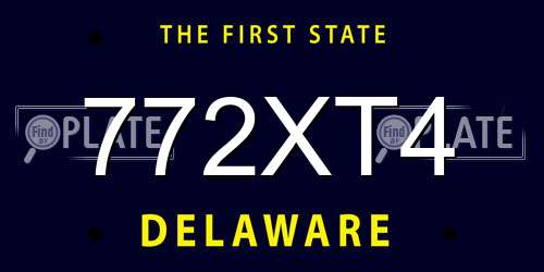 772XT4 Delaware License Plate